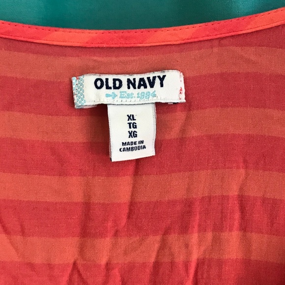 Old Navy Striped Neon Pink Orange Peach Dress XL - Picture 4 of 10